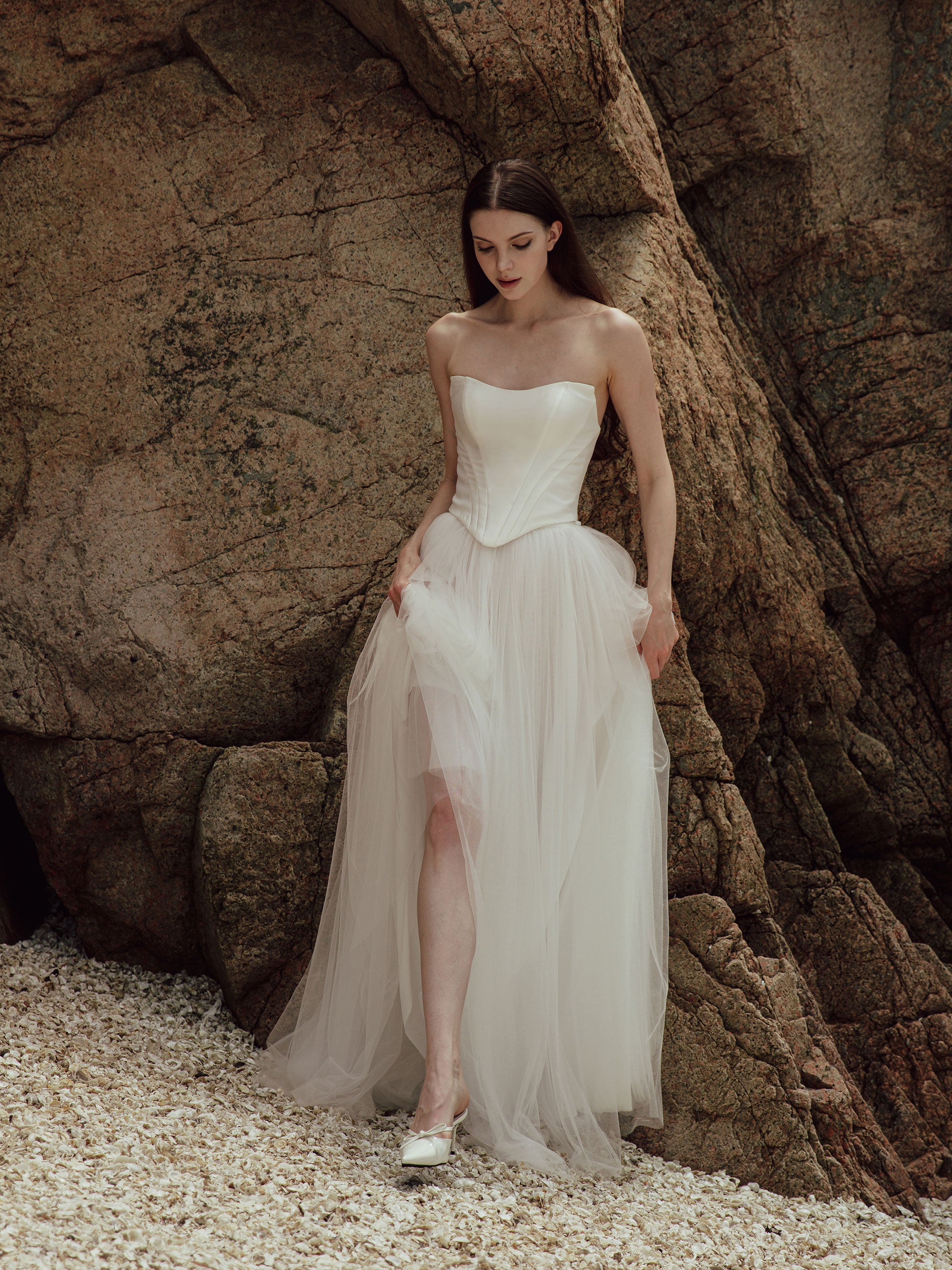 Tulle Skirt Two Piece Set - Corset Wedding Dress