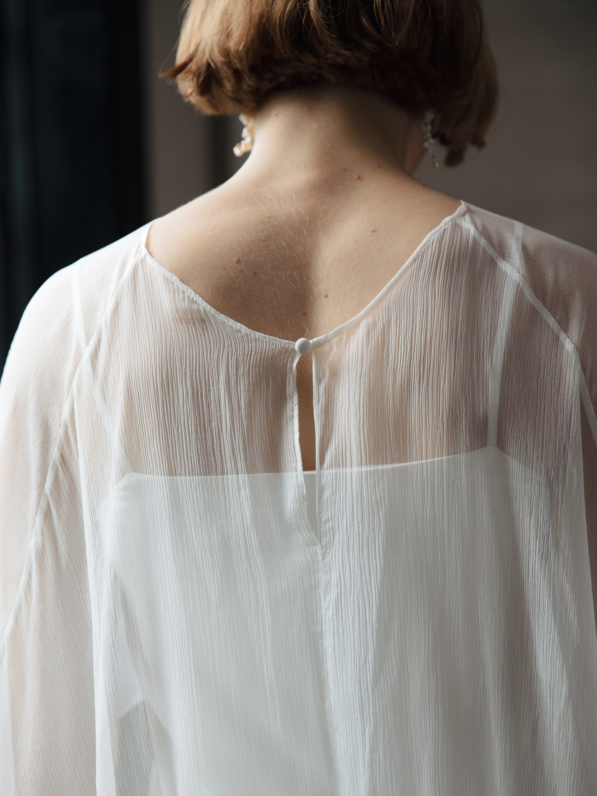 Pure Silk Bridal Cape Veil - Crinkle Silk Bridal Scarf