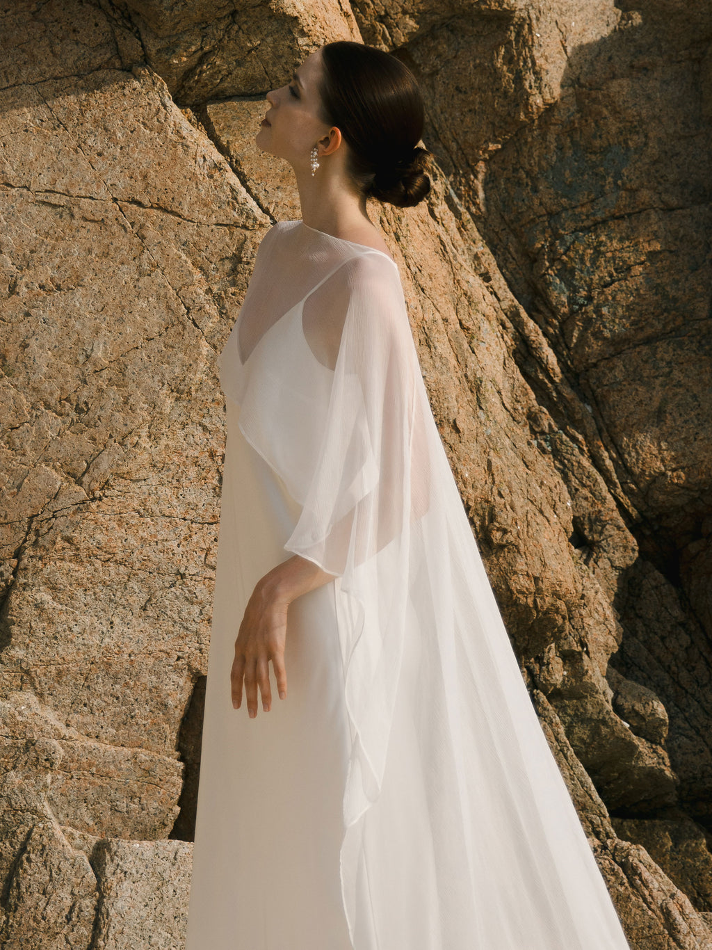 Crinkle Silk Bridal Cape Veil