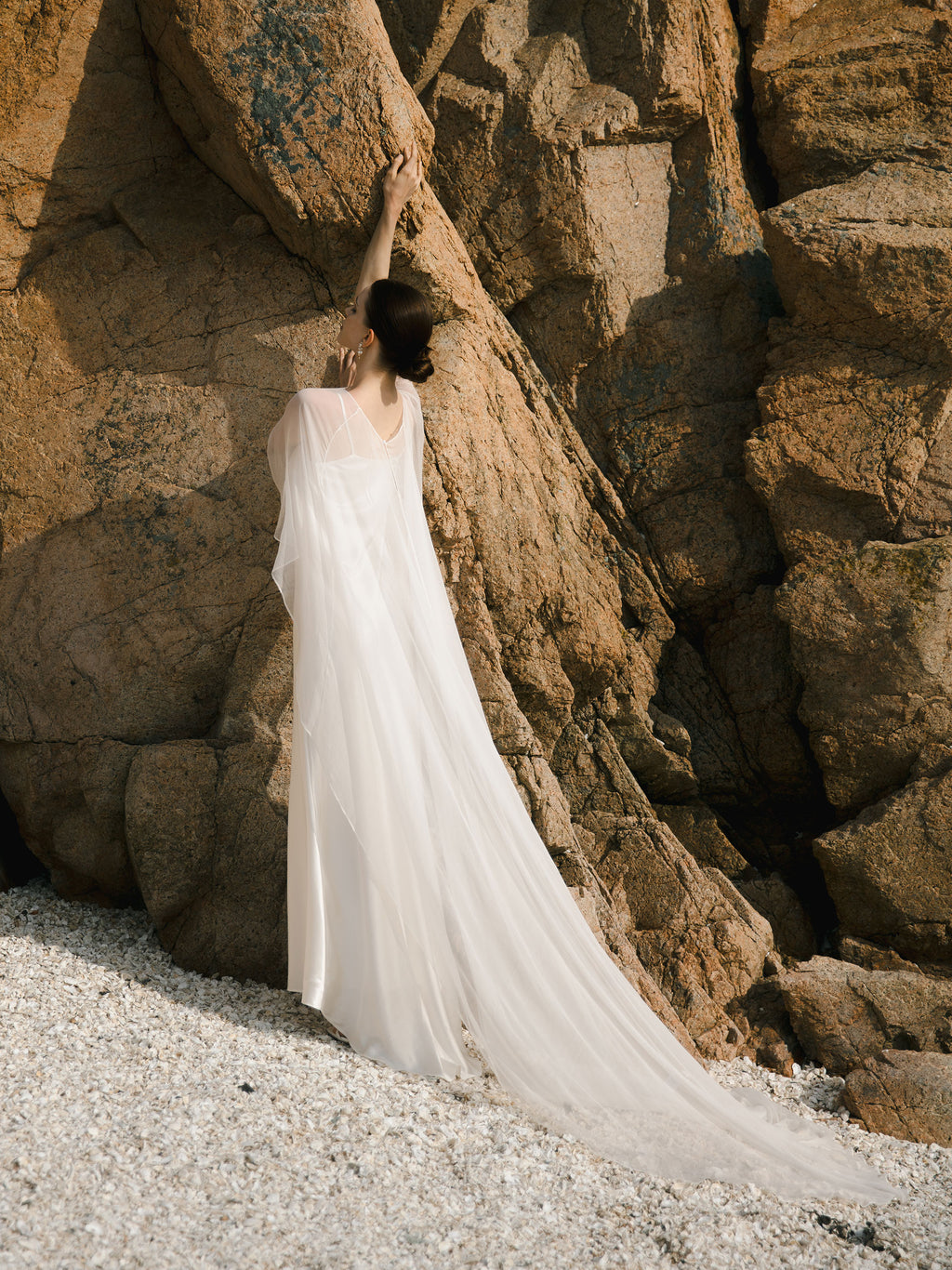 Crinkle Silk Bridal Cape Veil