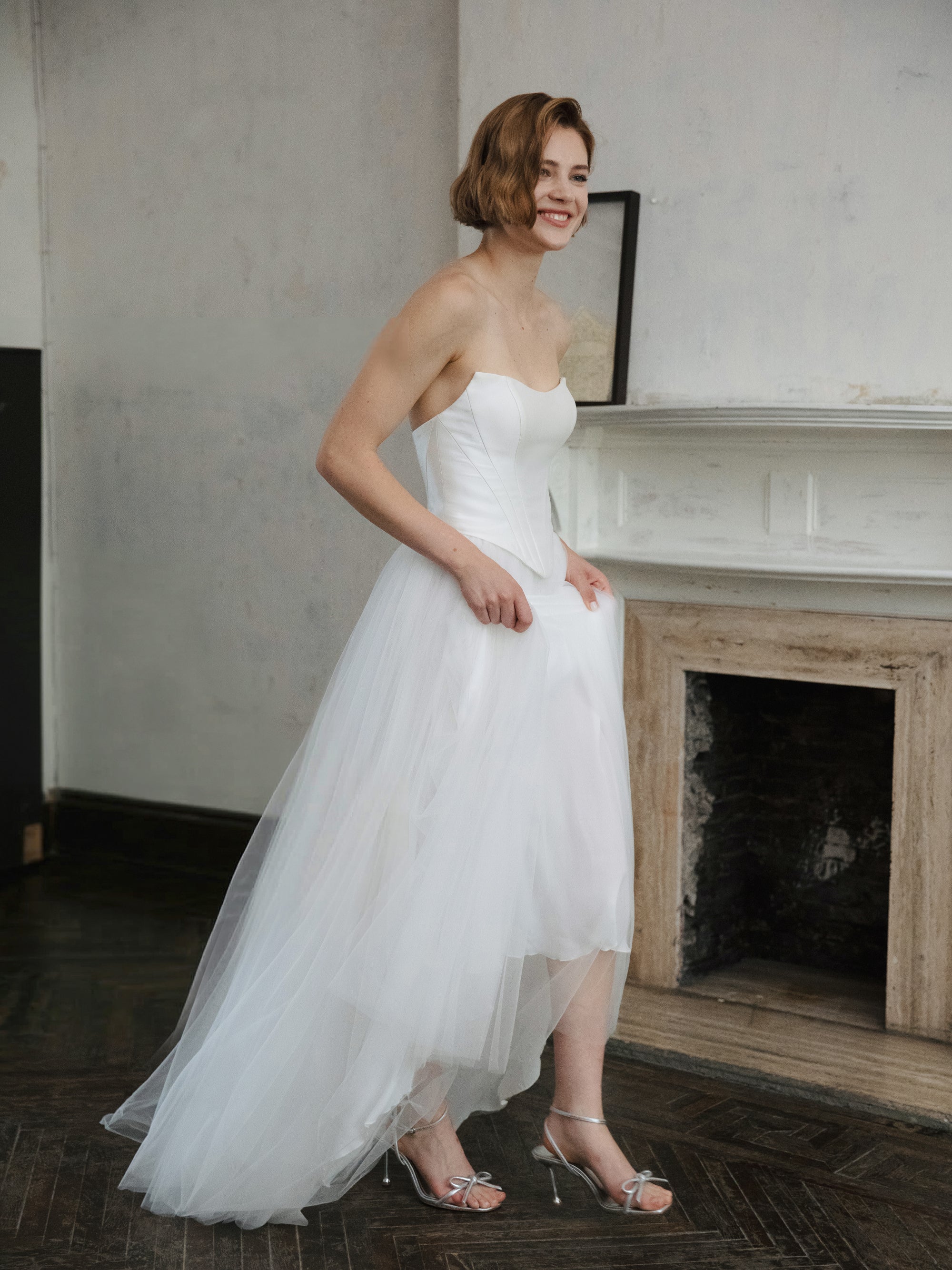 Tulle Skirt Two Piece Set - Corset Wedding Dress