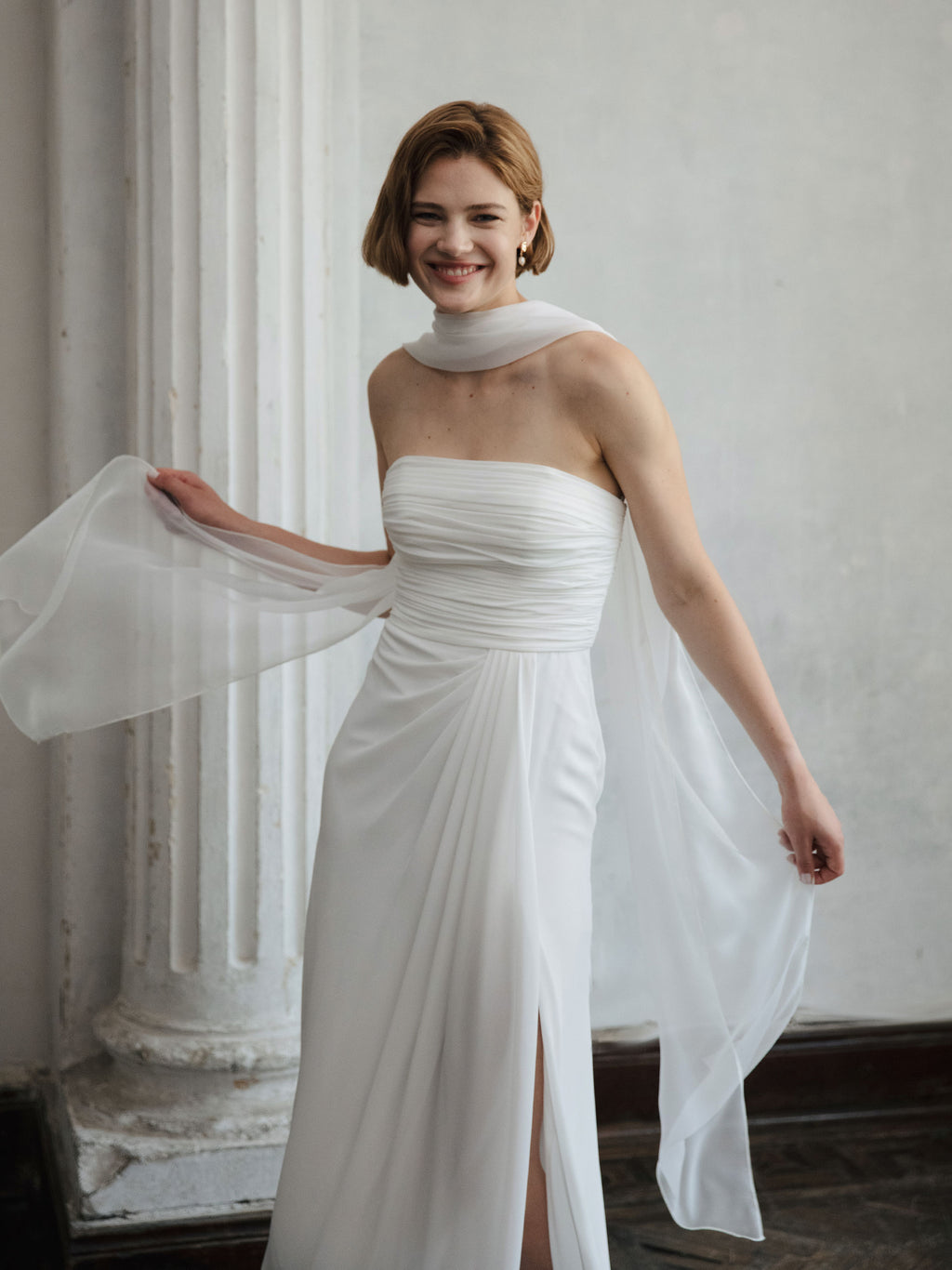 Strapless Modest Wedding Dress