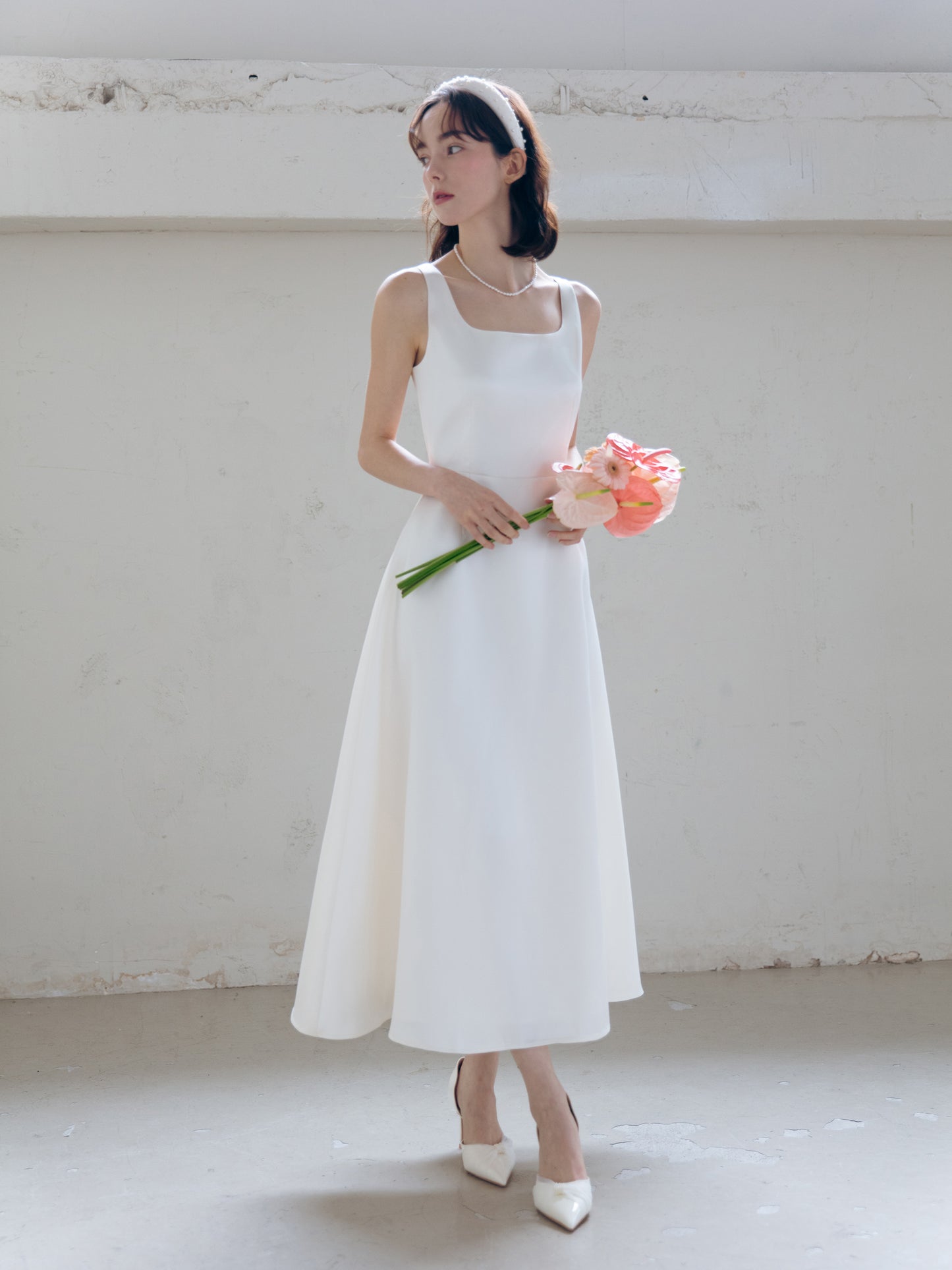 Satin Midi Wedding Dress