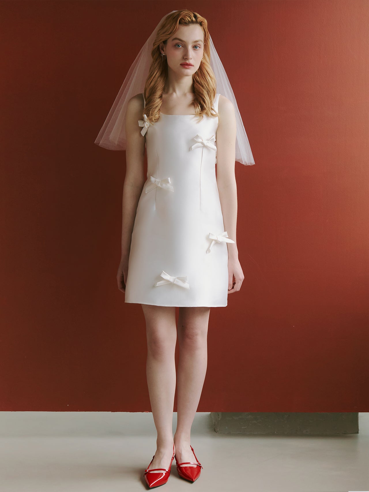 Satin Short Wedding Dress with Bows