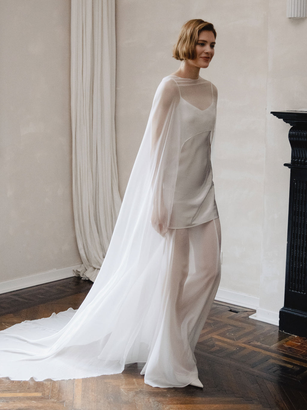 Pure Silk Bridal Cape Veil