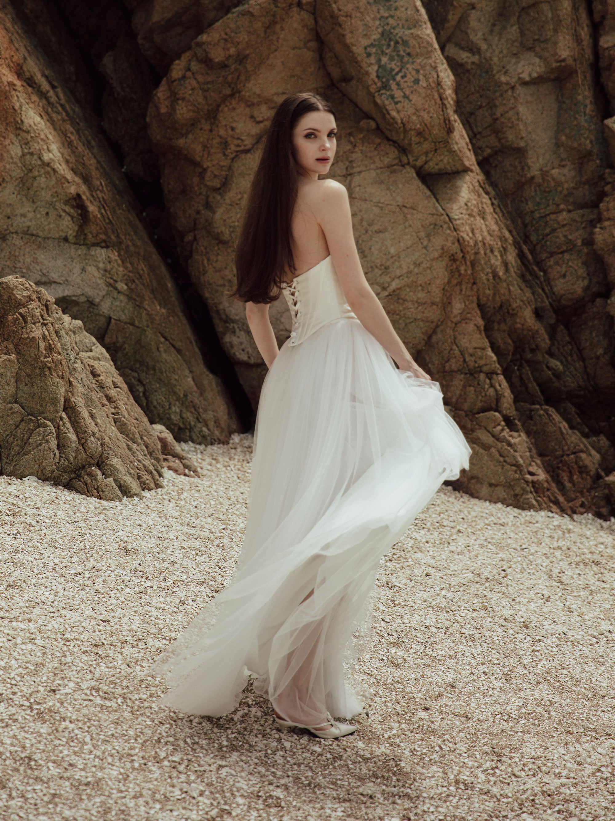 Tulle Skirt Two Piece Set - Corset Wedding Dress