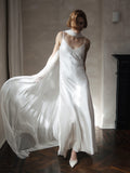 Pure Silk Bridal Cape Veil - Crinkle Silk Bridal Scarf