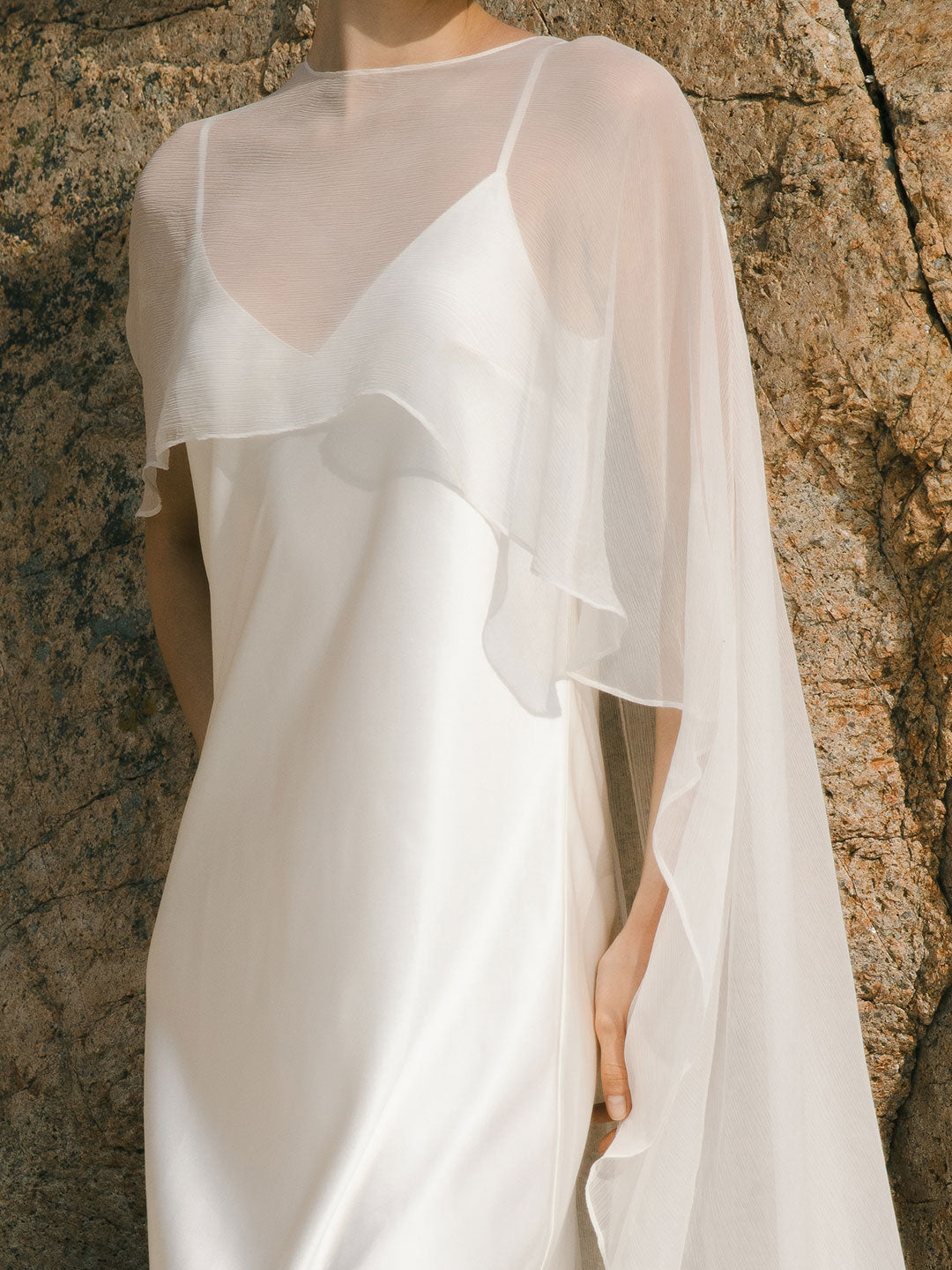 Crinkle Silk Bridal Cape Veil