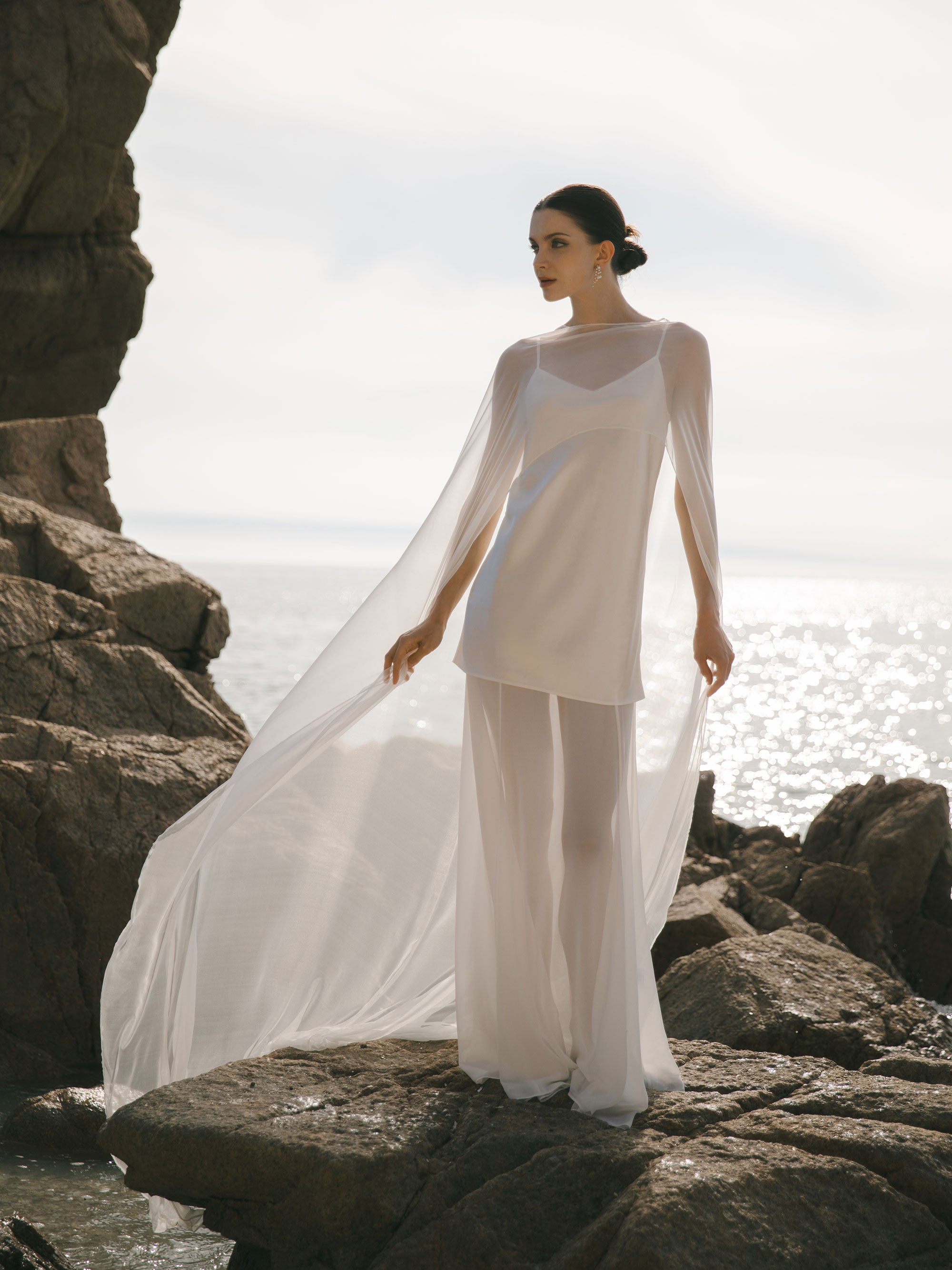Pure Silk Bridal Cape Veil - Wedding Dress Topper