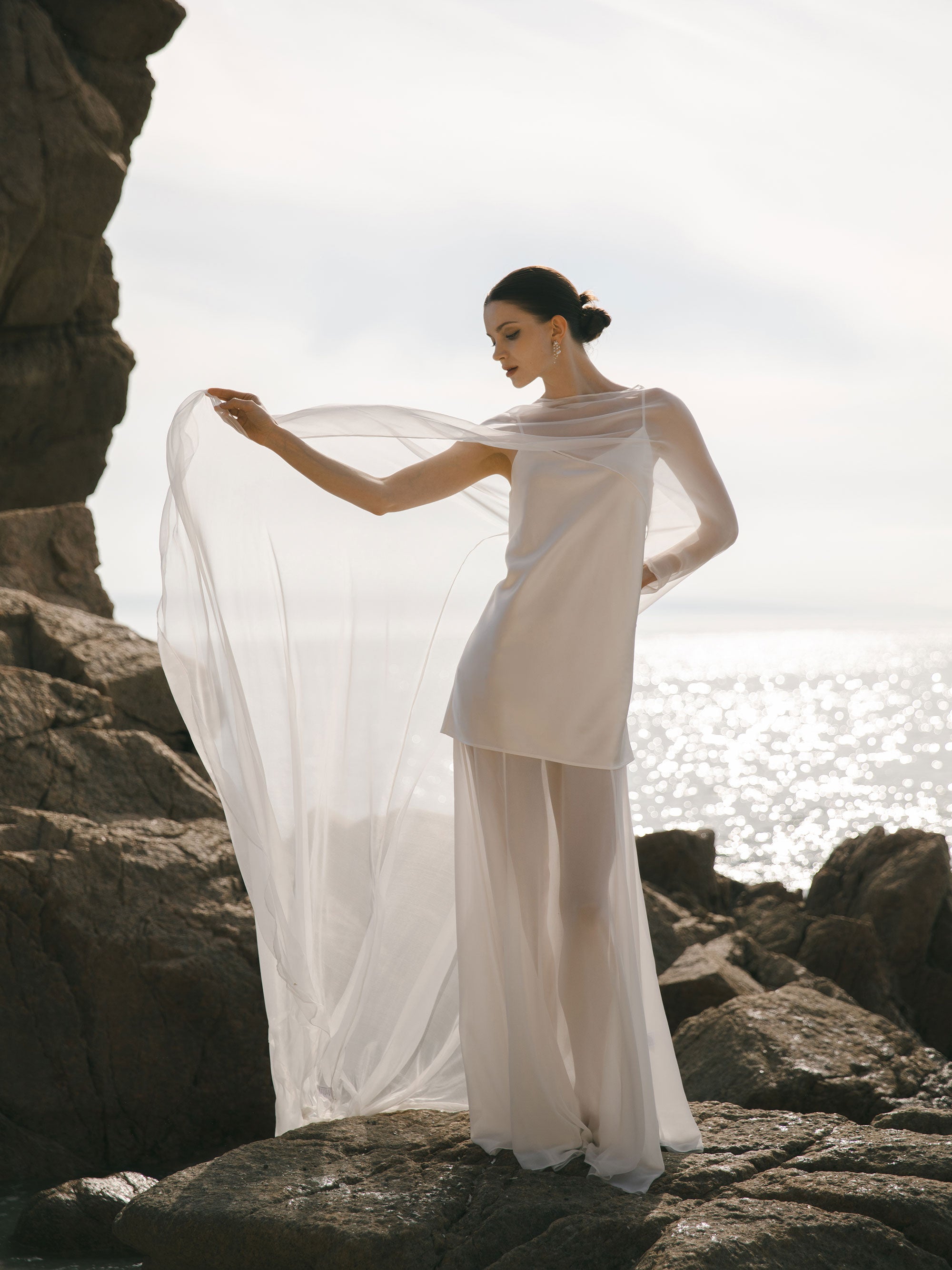 Pure Silk Bridal Cape Veil - Wedding Dress Topper