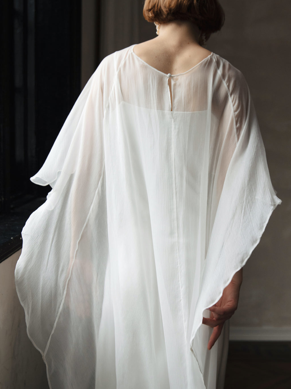 Pure Silk Bridal Cape Veil - Crinkle Silk Bridal Scarf