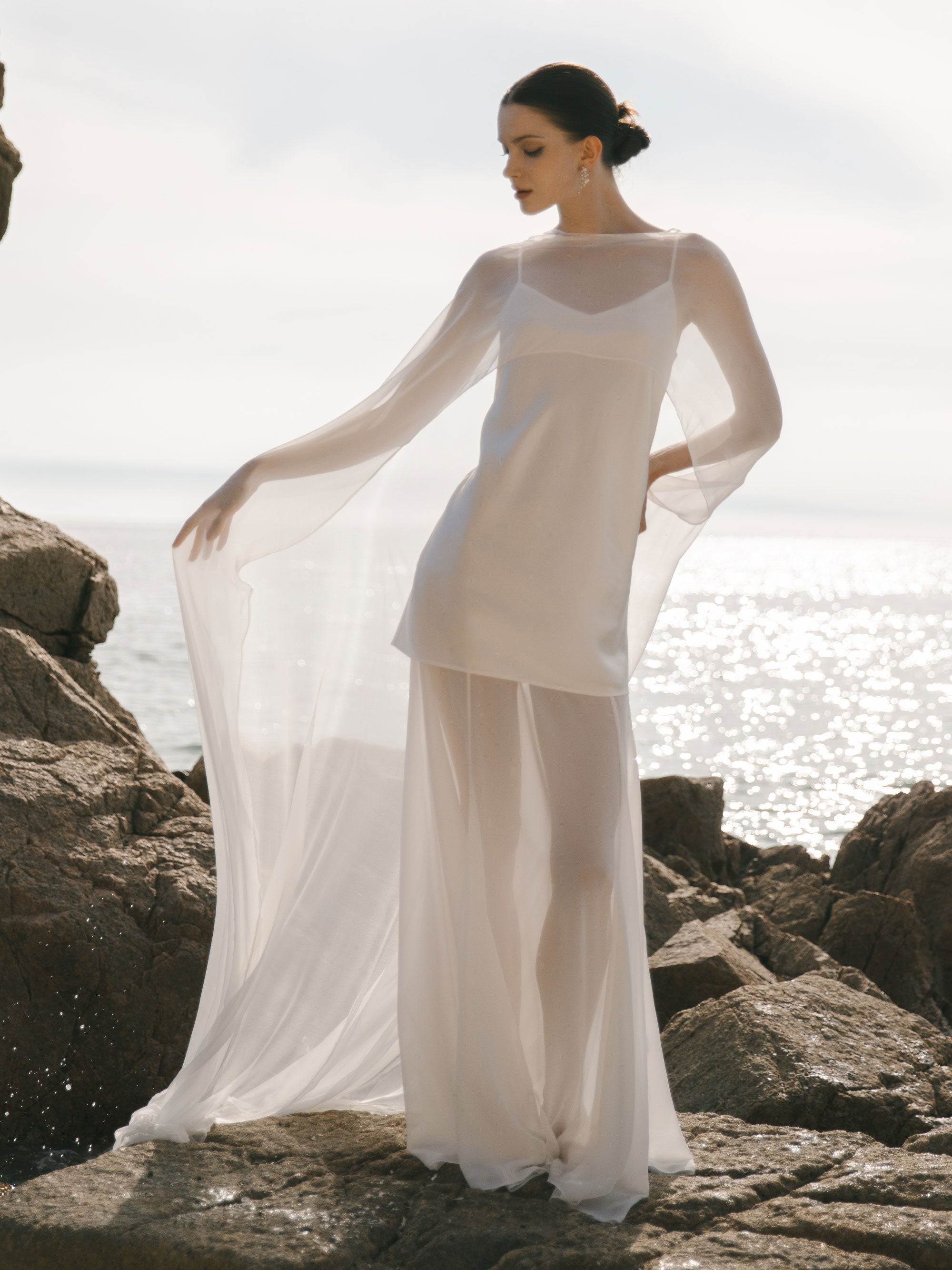 Pure Silk Bridal Cape Veil - Wedding Dress Topper