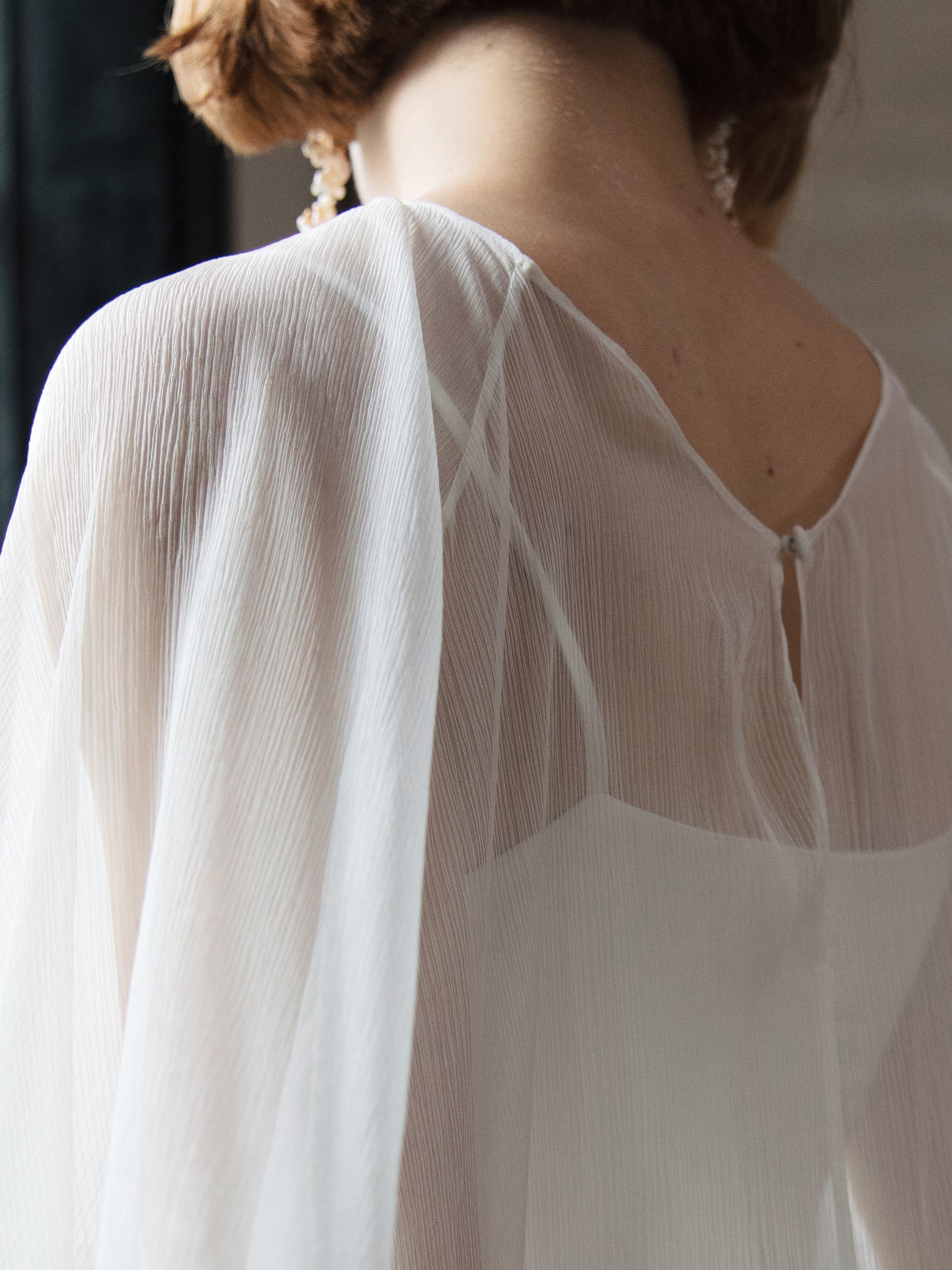 Pure Silk Bridal Cape Veil - Crinkle Silk Bridal Scarf
