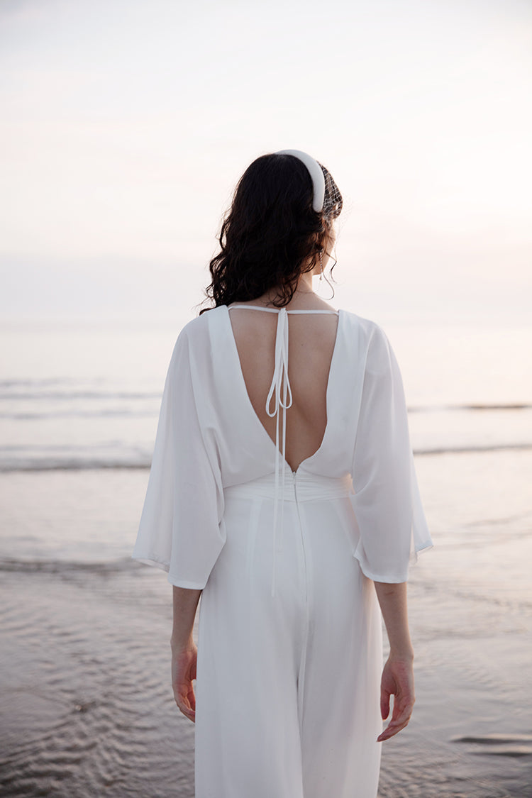White V-neckline Jumpsuit
