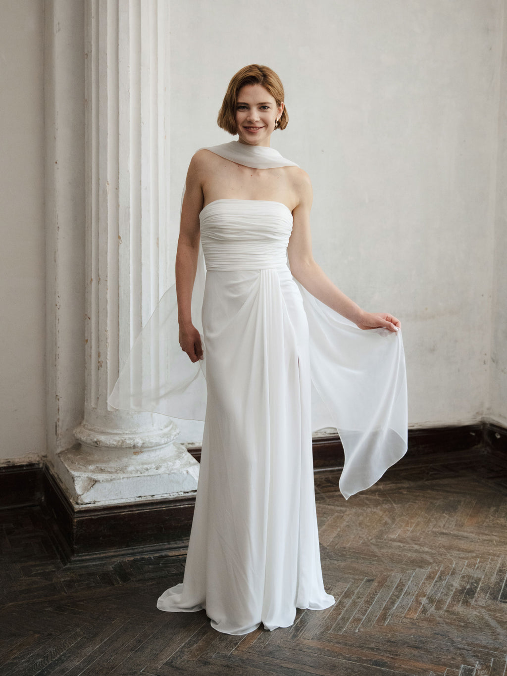 Strapless Modest Wedding Dress
