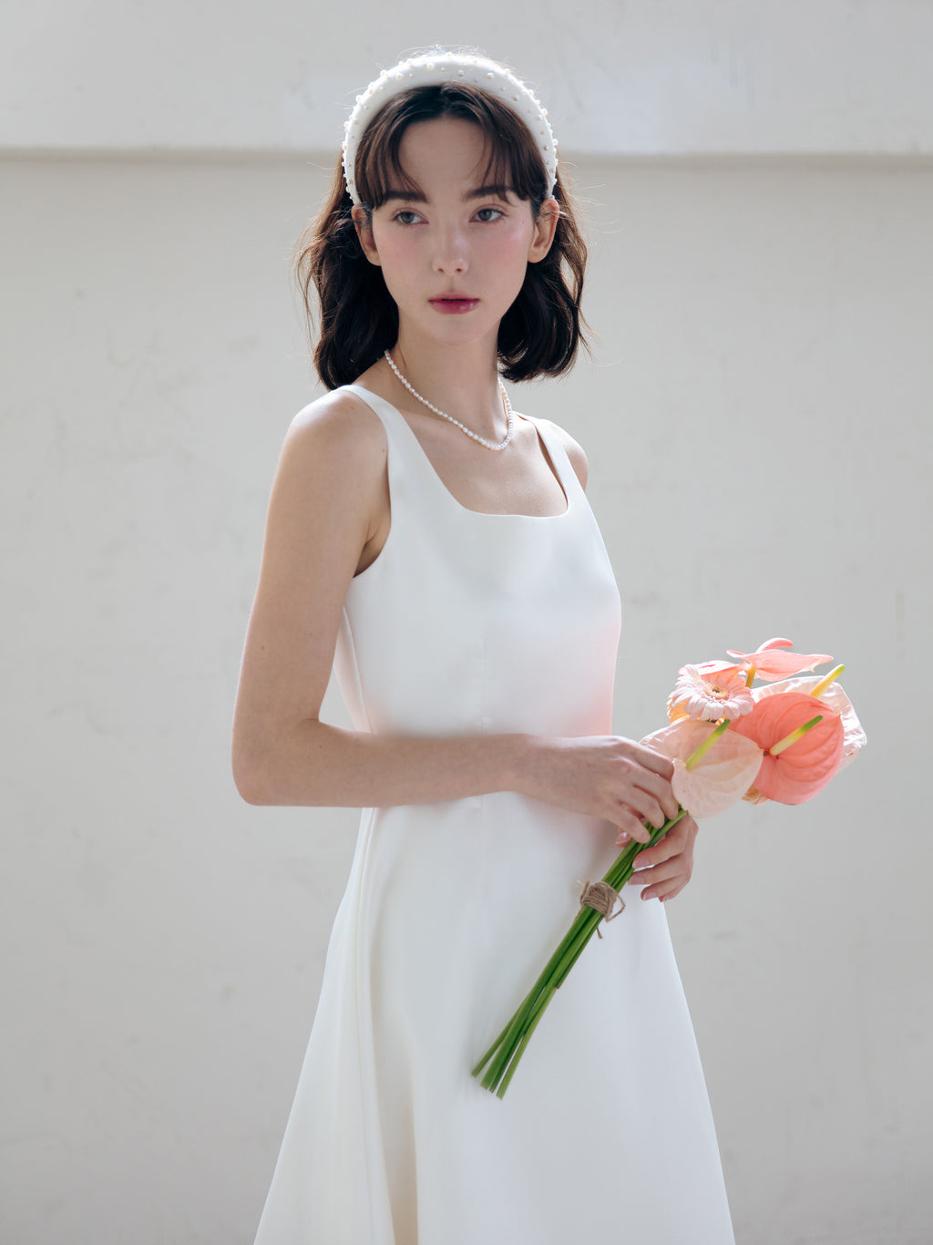 Satin Midi Wedding Dress