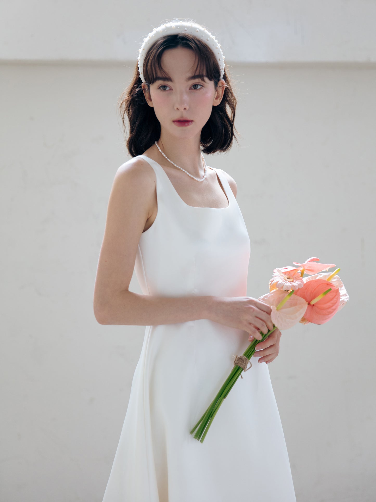 Satin Midi Wedding Dress