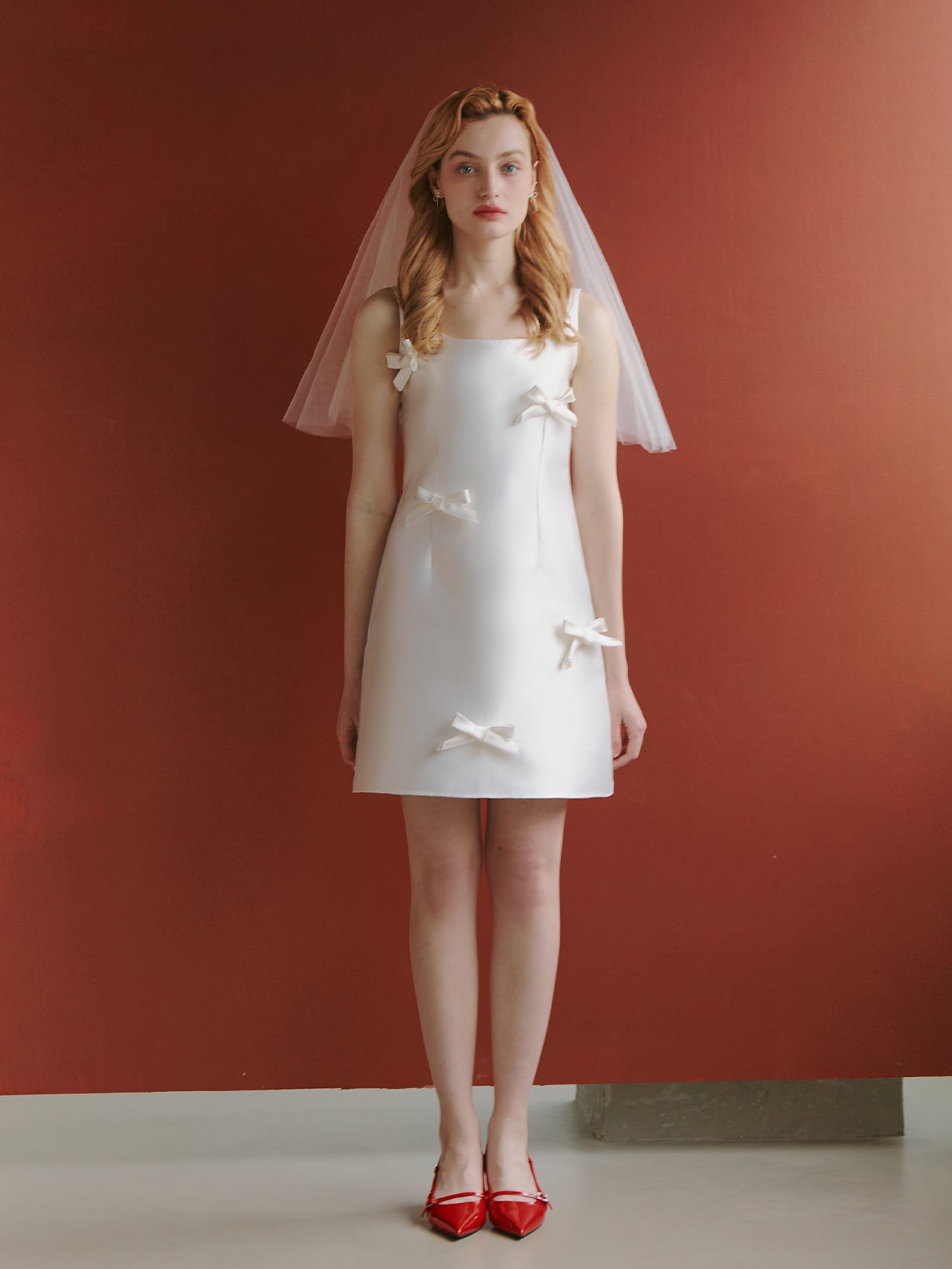 Satin Short Wedding Dress with Bows