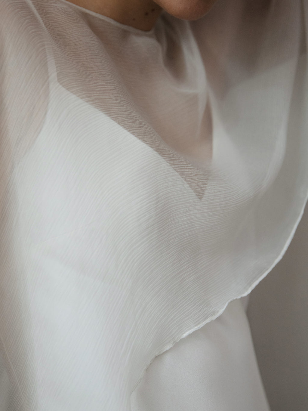 Pure Silk Bridal Cape Veil - Crinkle Silk Bridal Scarf