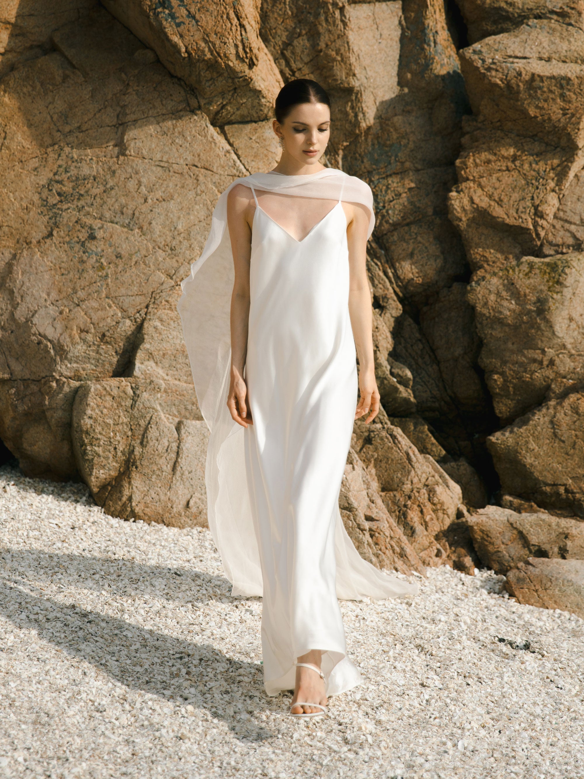 Crinkle Silk Bridal Cape Veil