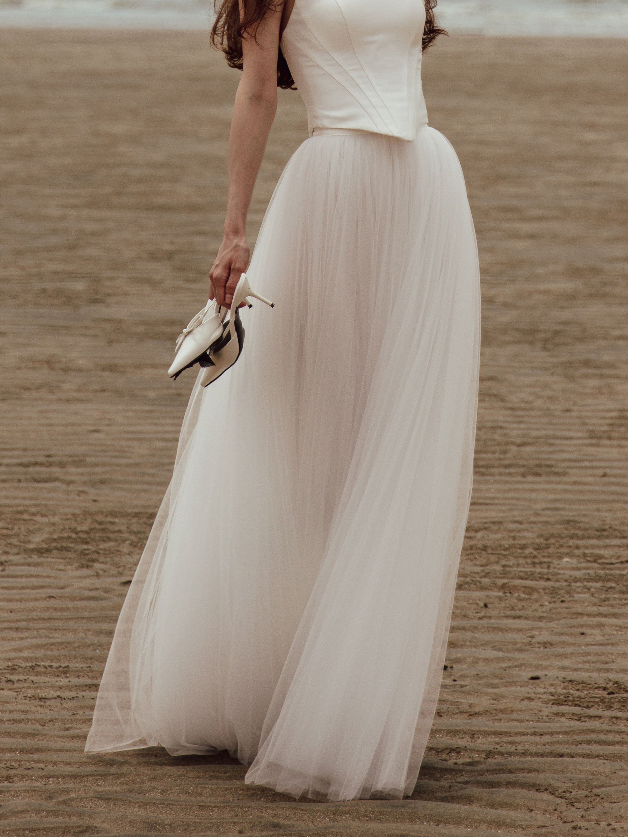 Tulle Skirt Two Piece Set - Corset Wedding Dress