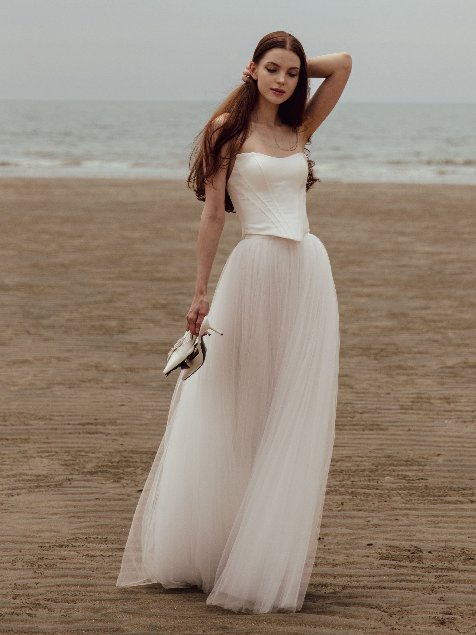 Tulle Skirt Two Piece Set - Corset Wedding Dress