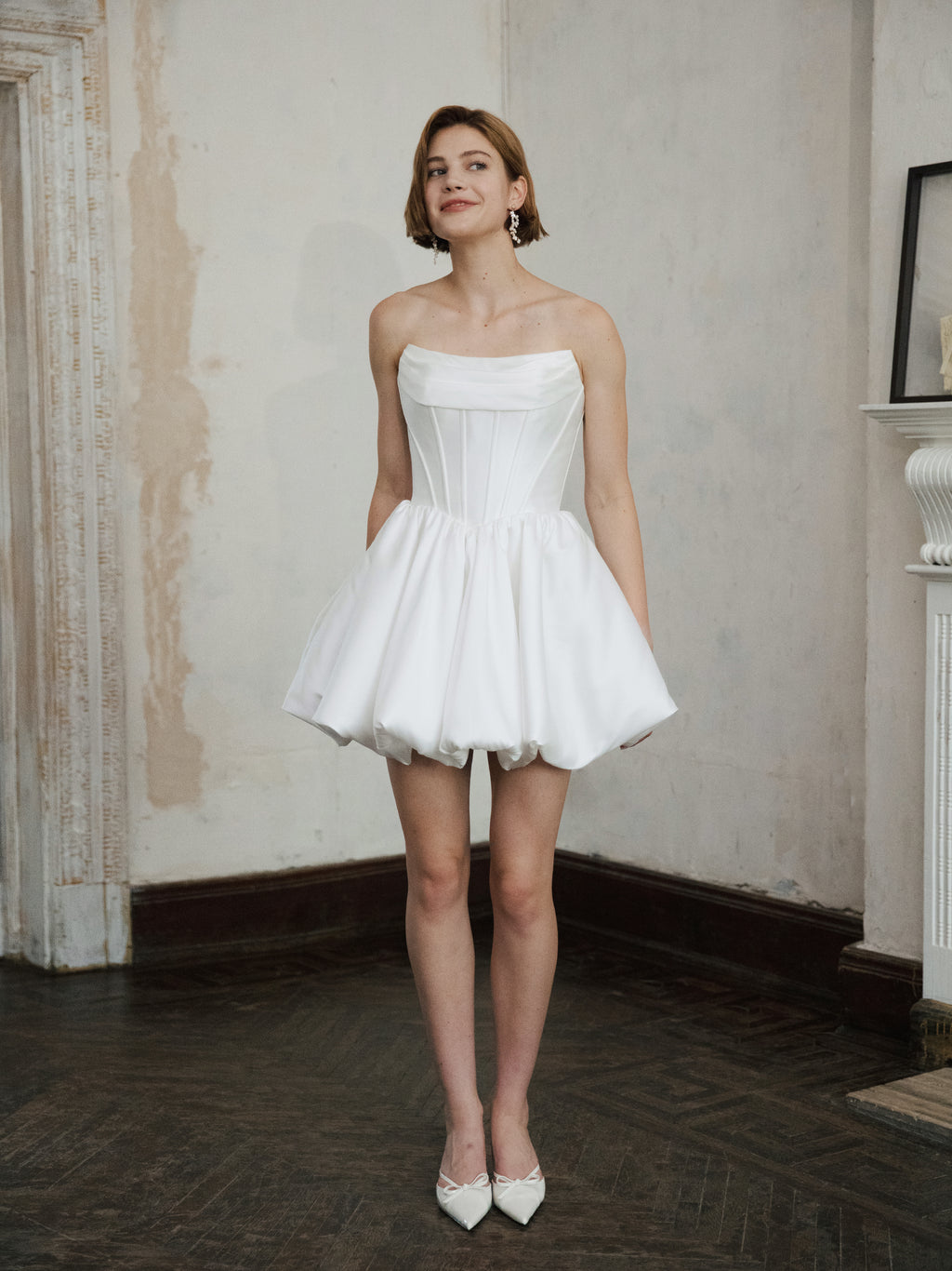 Corset Wedding Dress - Strapless Mini Bridal Dress