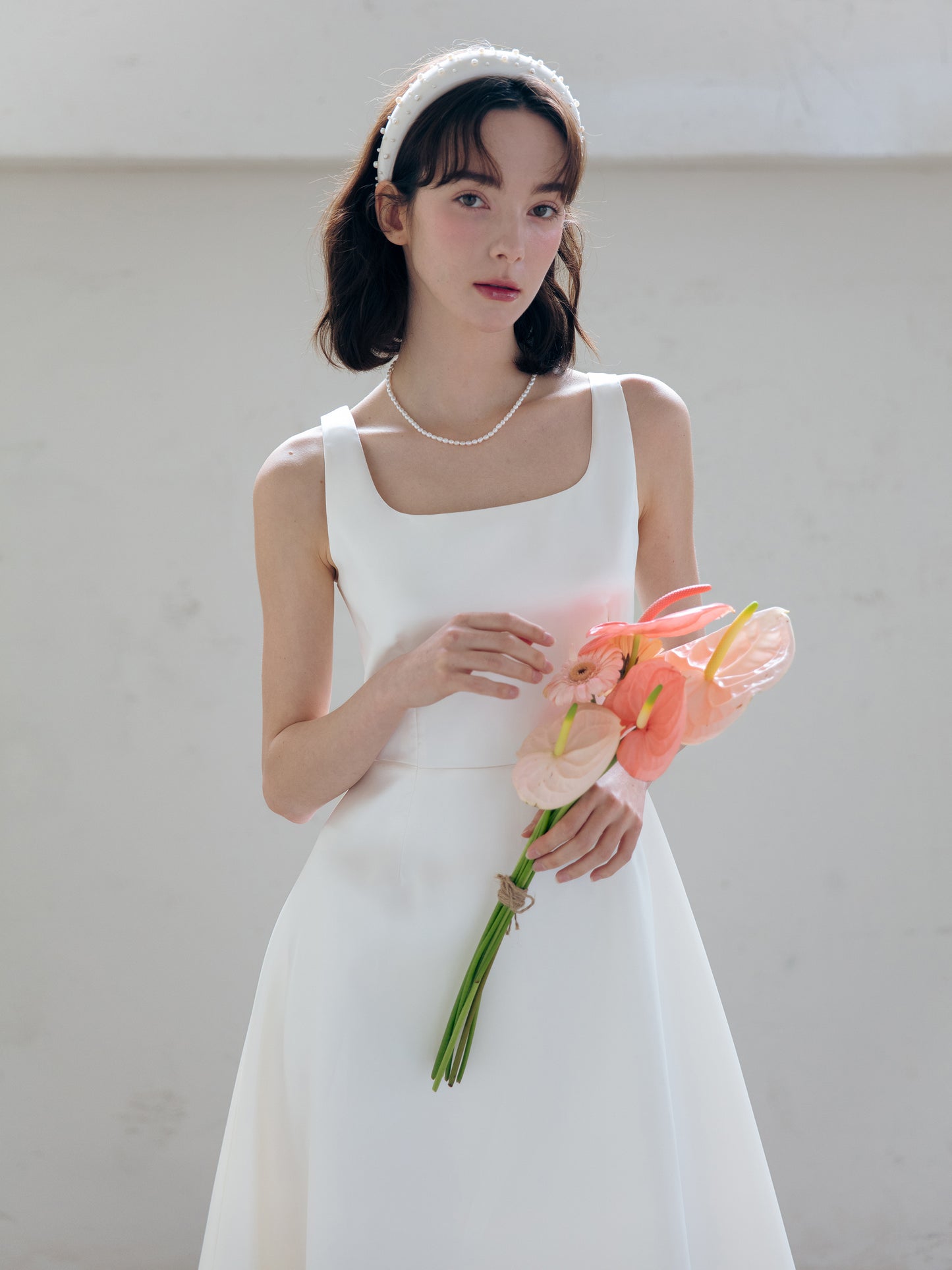 Satin Midi Wedding Dress