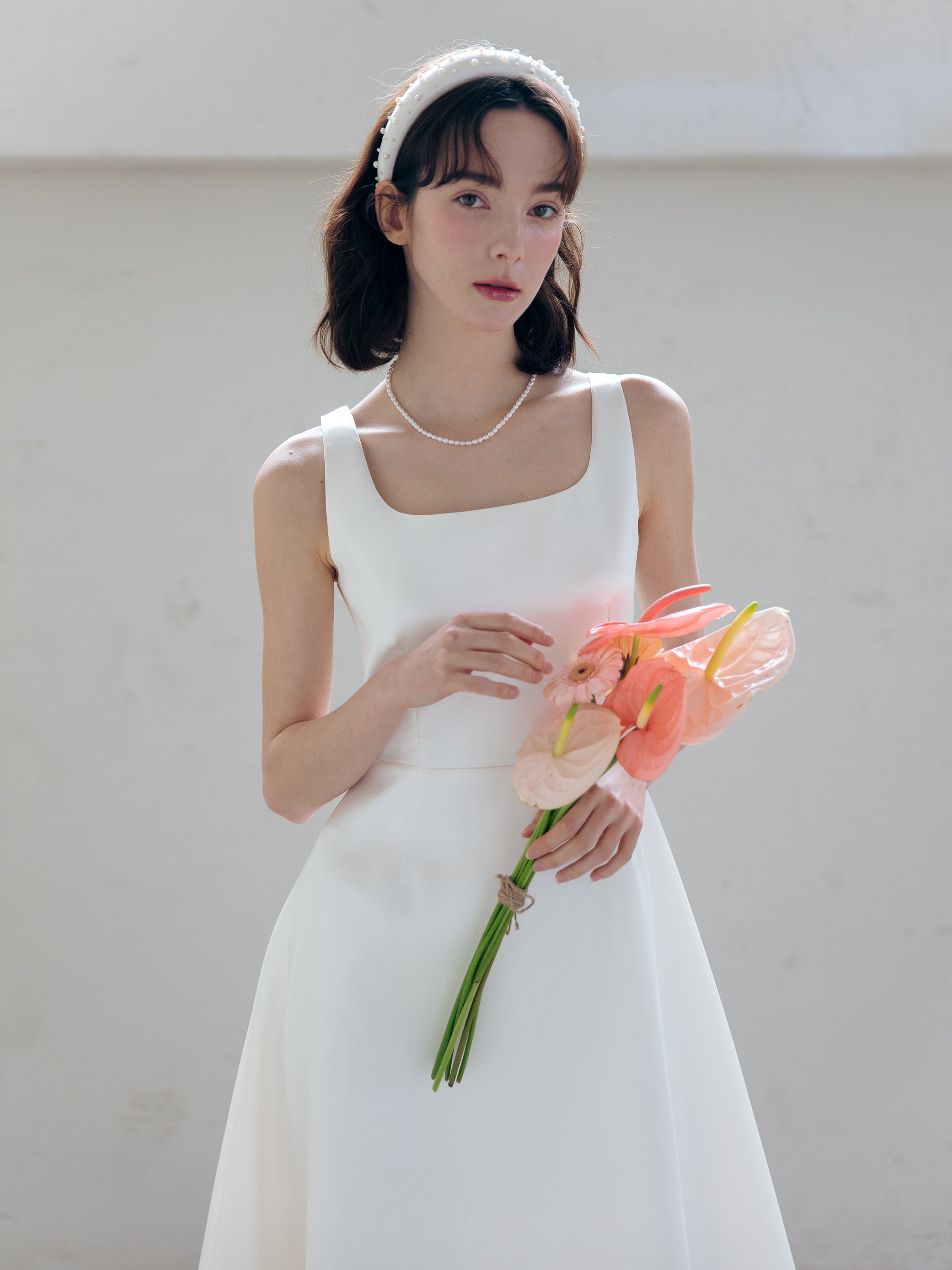 Satin Midi Wedding Dress
