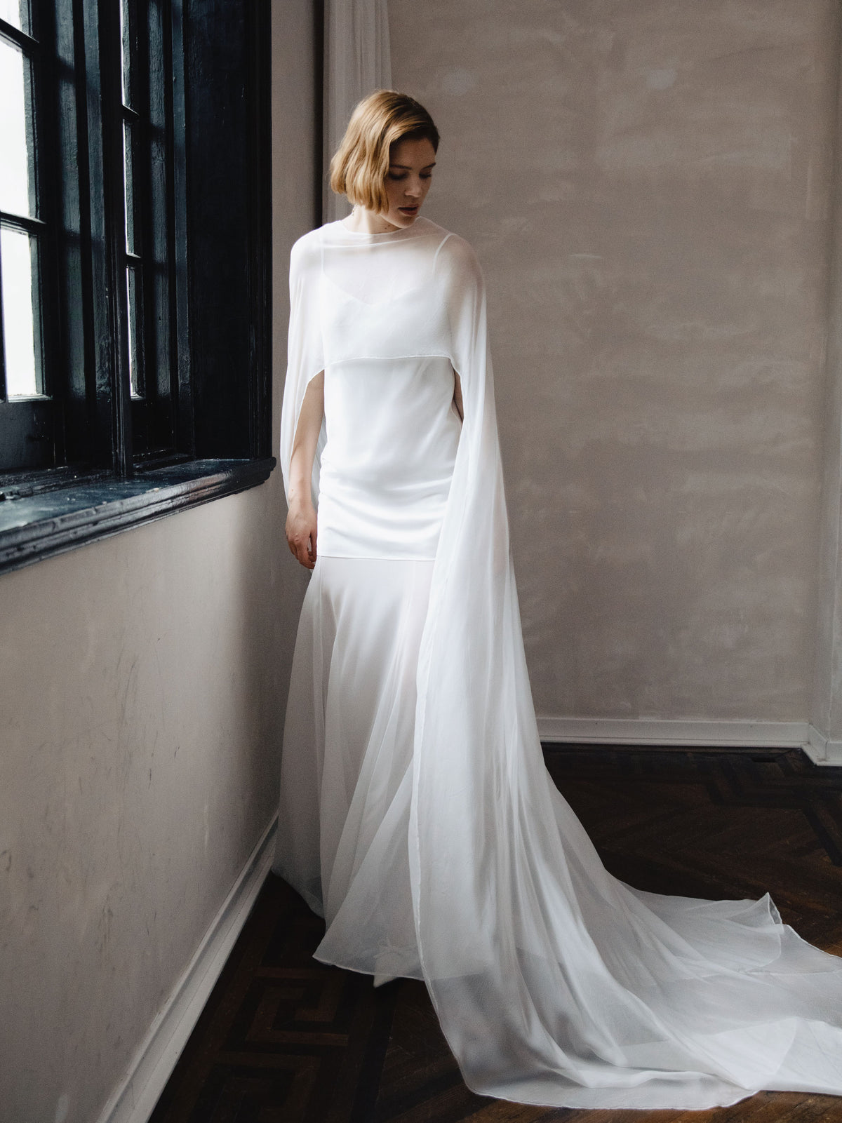Pure Silk Bridal Cape Veil