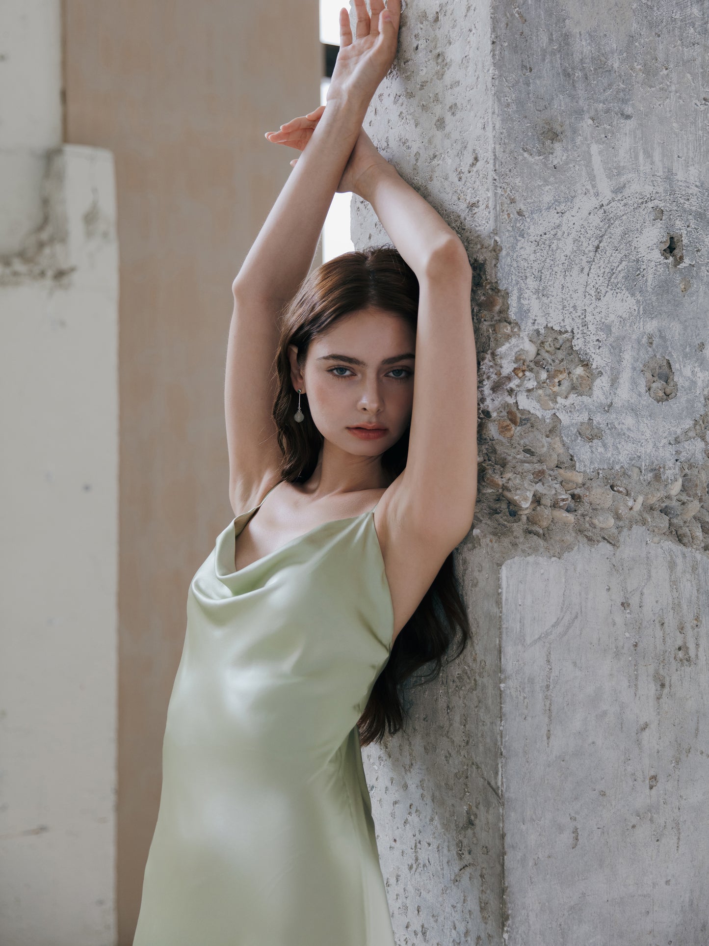 Sage Green Silk Wedding Dress
