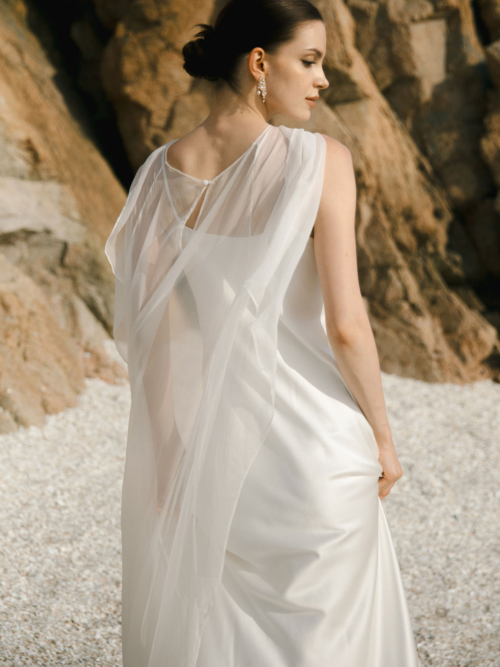 Crinkle Silk Bridal Cape Veil