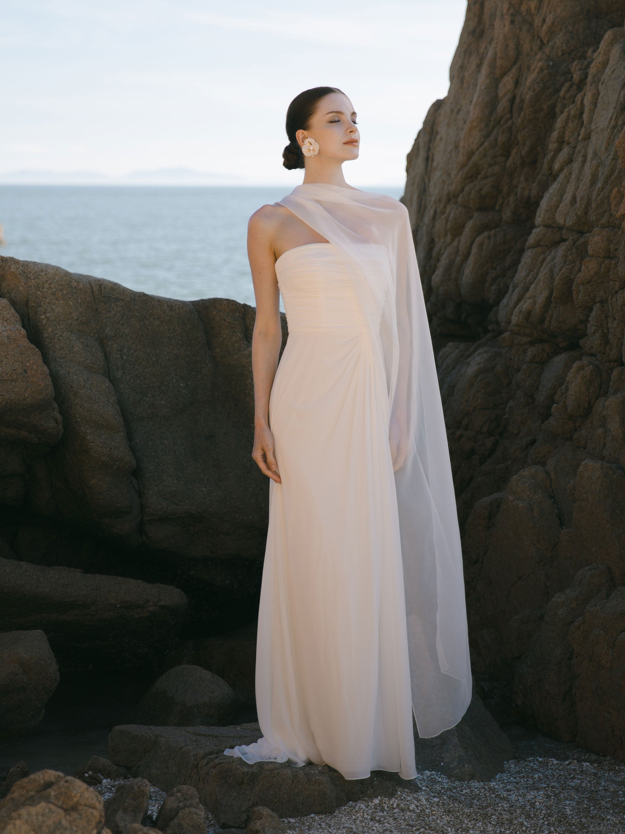 Strapless Modest Wedding Dress