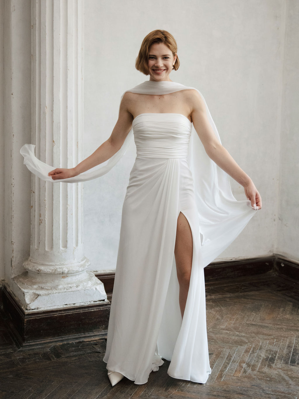Strapless Modest Wedding Dress