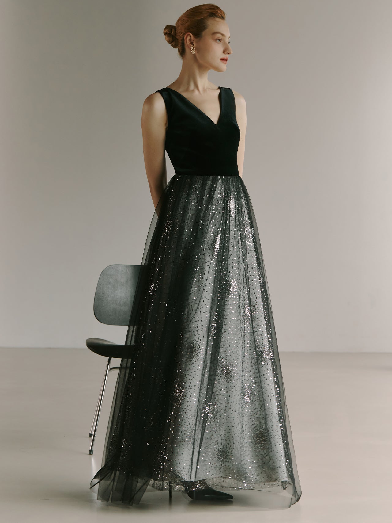 Elegant Black Gown Tulle Dress