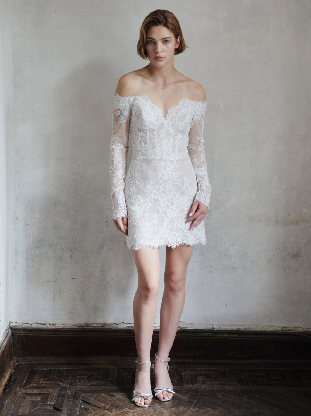 Short Lace Wedding Dress - Off Shoulder Party Dress