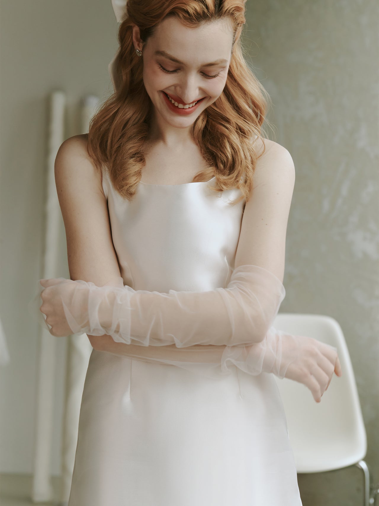 Handmade Bridal Gloves Fingerless Tulle Gloves