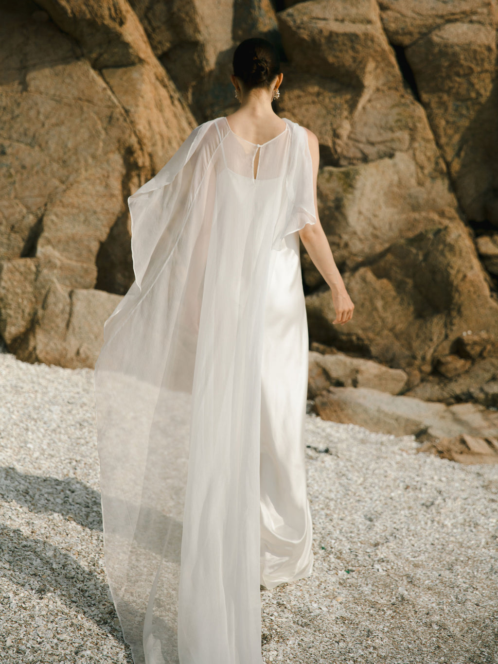 Crinkle Silk Bridal Cape Veil