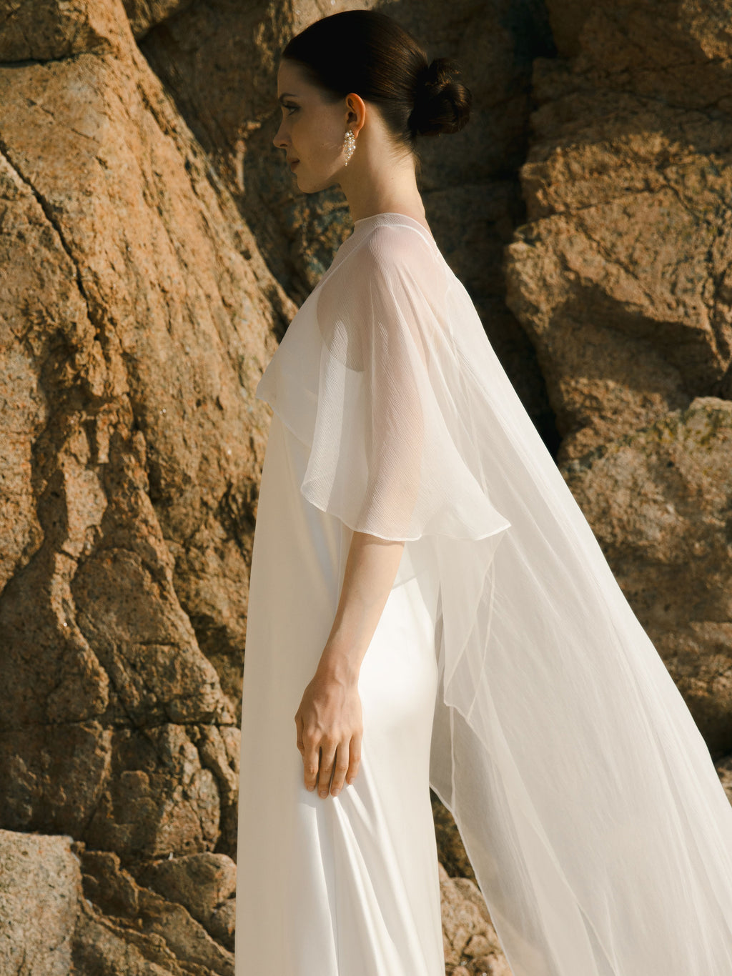 Crinkle Silk Bridal Cape Veil