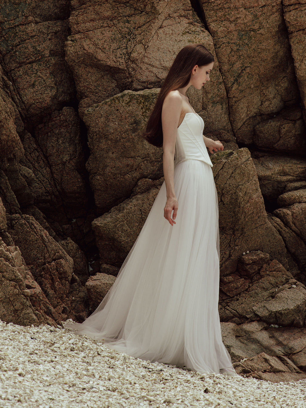 Tulle Skirt Two Piece Set - Corset Wedding Dress