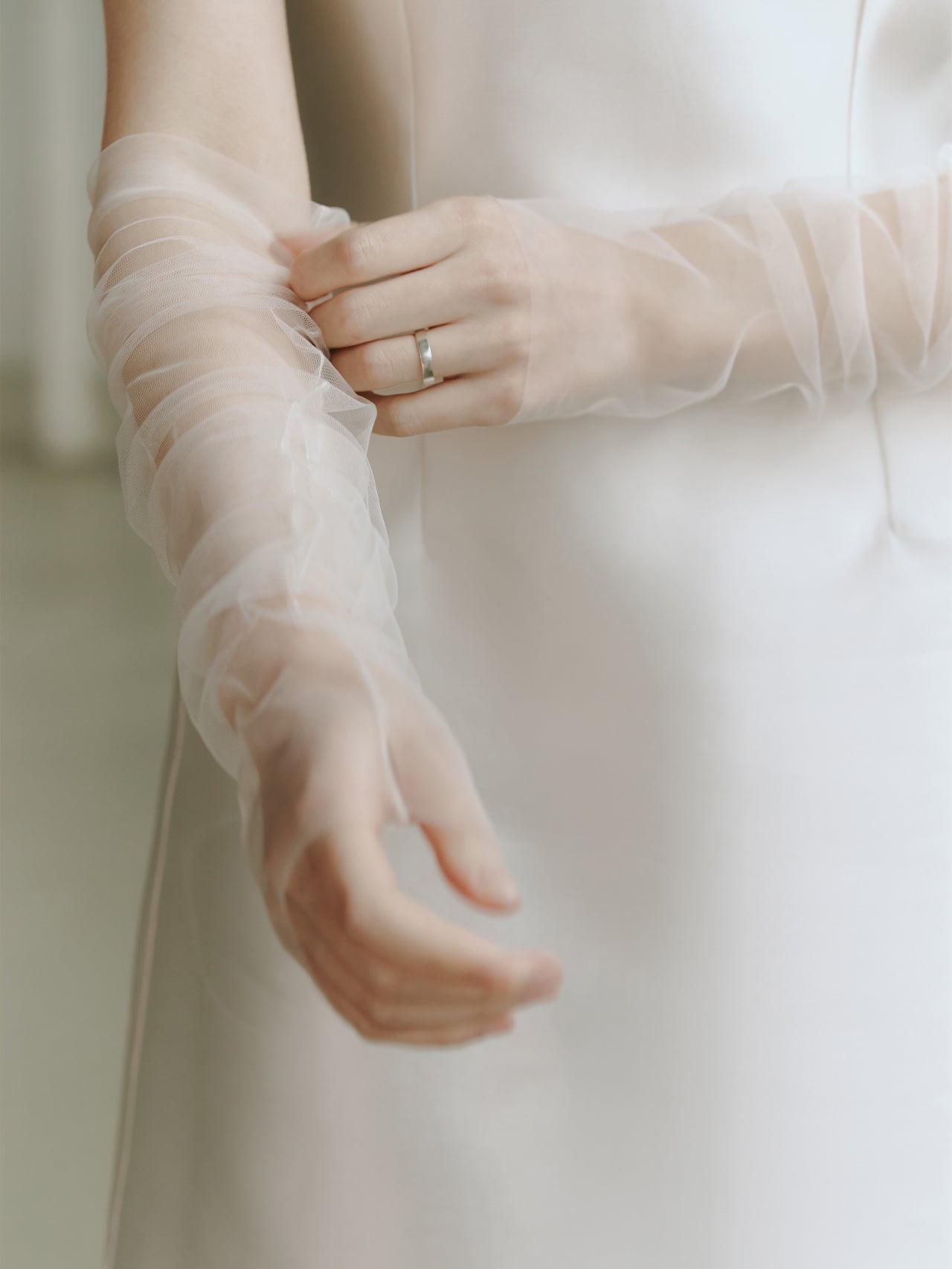 Handmade Bridal Gloves Fingerless Tulle Gloves