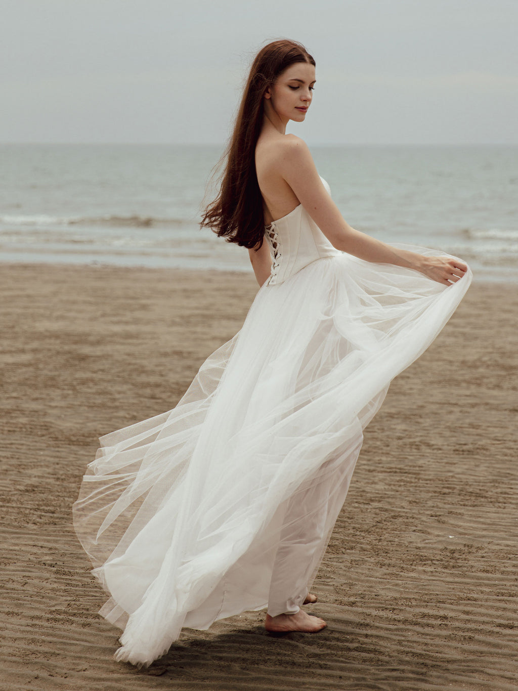 Tulle Skirt Two Piece Set - Corset Wedding Dress
