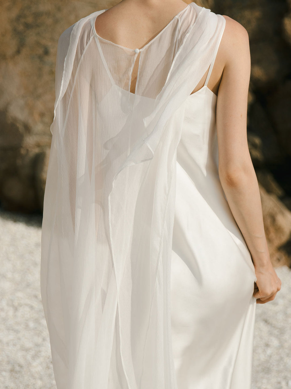 Crinkle Silk Bridal Cape Veil