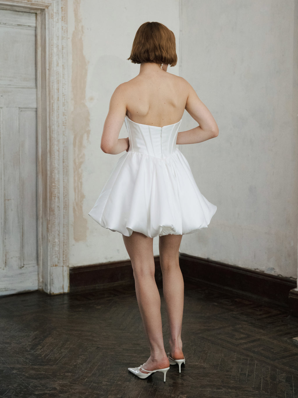 Corset Wedding Dress - Strapless Mini Bridal Dress