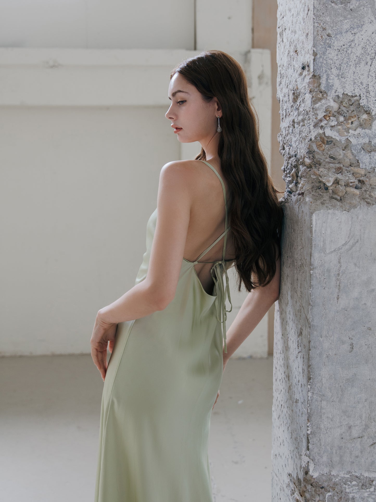 Sage Green Silk Wedding Dress