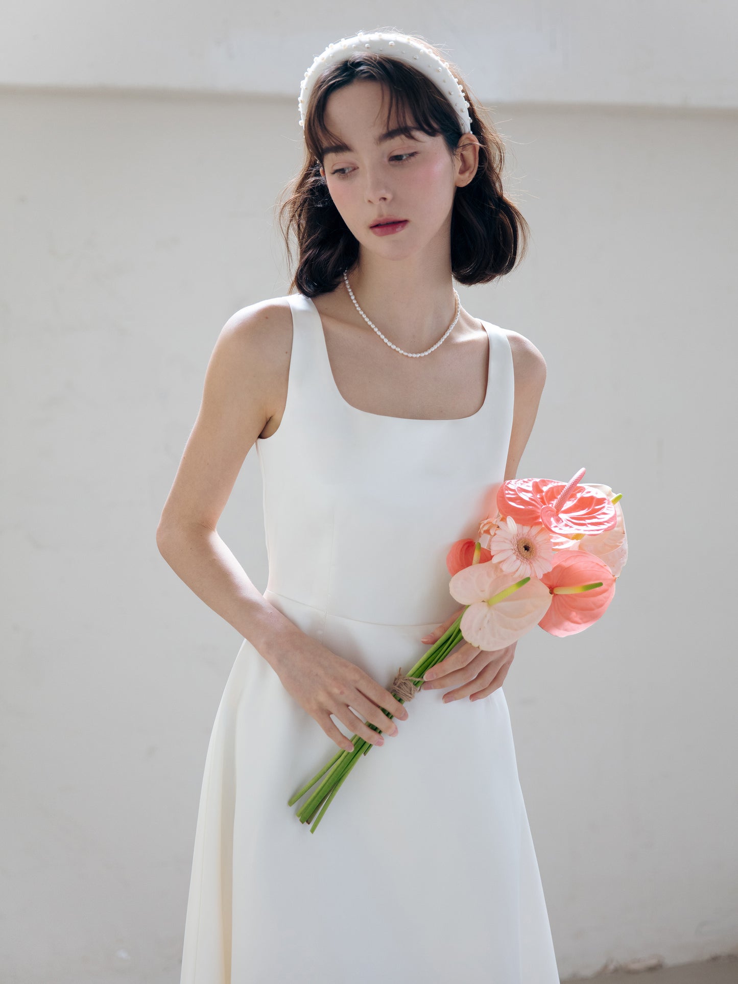 Satin Midi Wedding Dress