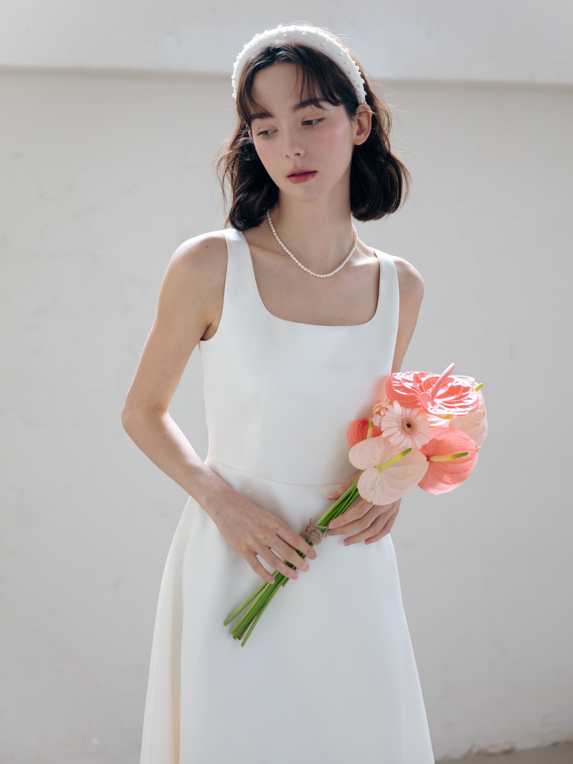 Satin Midi Wedding Dress