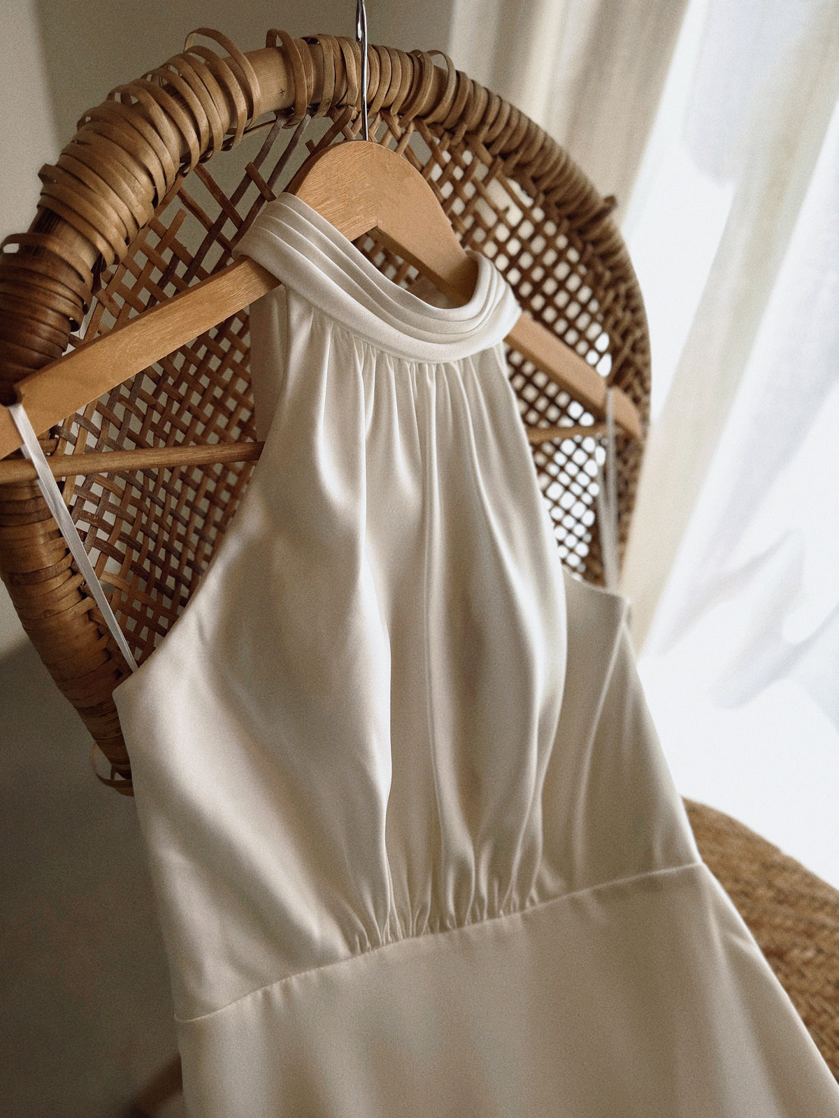 High Neck Crepe Wedding Dress