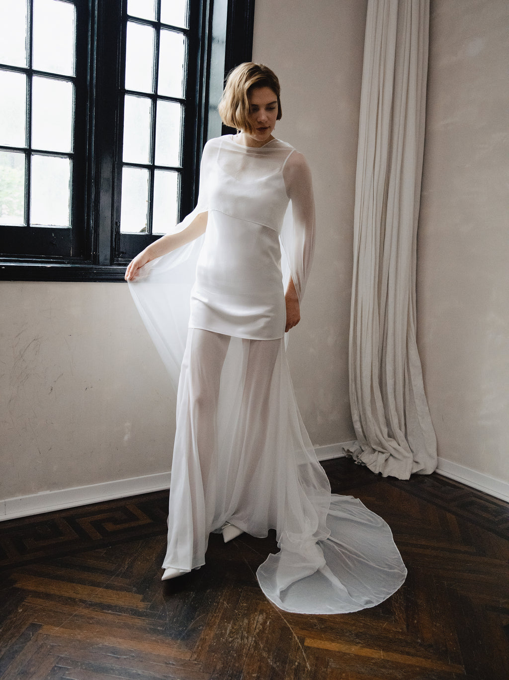 Pure Silk Bridal Cape Veil