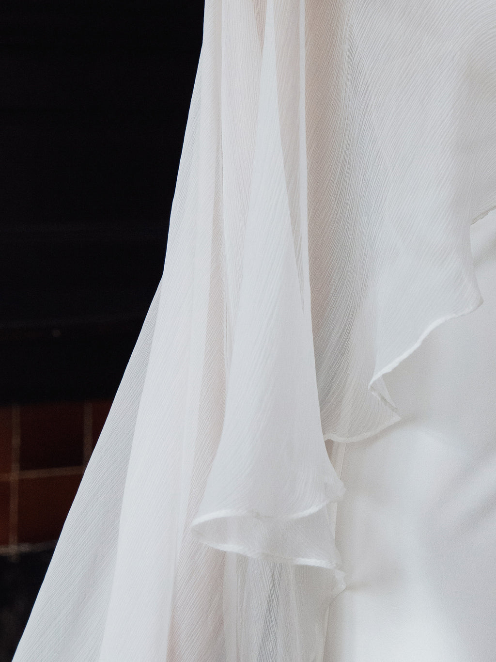 Pure Silk Bridal Cape Veil - Crinkle Silk Bridal Scarf